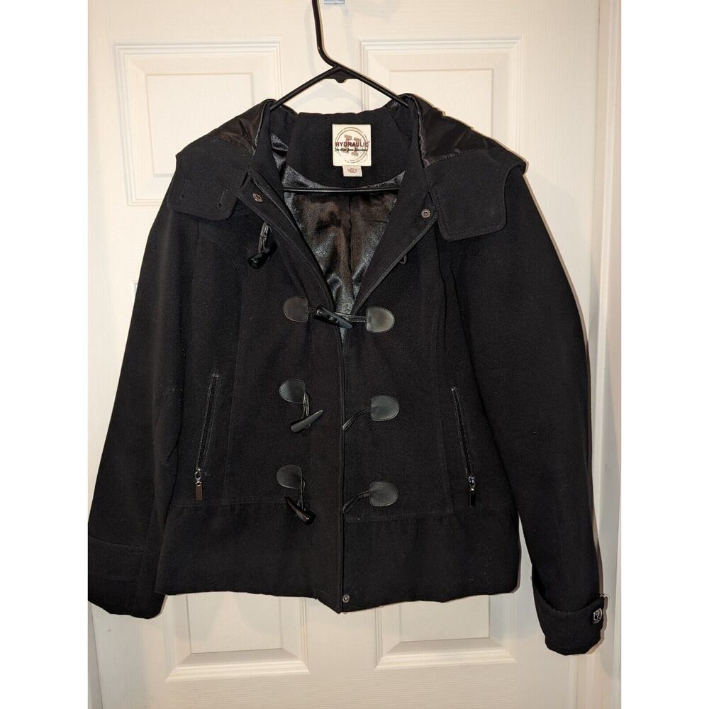 Hydraulic Jeans womens XL peacoat jacket overcoat black hoodie Hooded